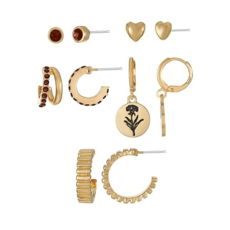 Time and Tru January Carnation Earring Pack Goldtone