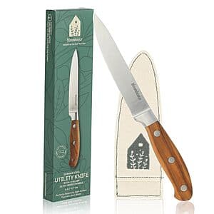Razor-Sharp Utility Boning Knife with German Steel and Olive Wood Handle - $15.45