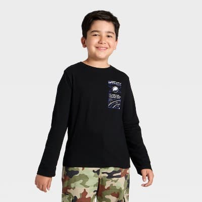 Boys' Long Sleeve 'Gravity' Graphic T-Shirt - Cat & Jack™ Black XS