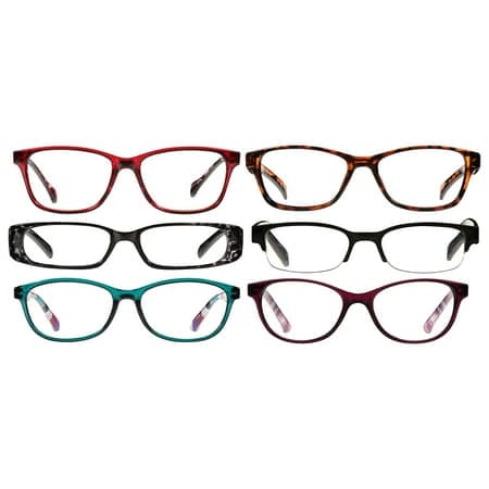 Equate 6-Pack Women's Bouquet Rectangular Reading Glasses - Variety Pack, +2.00