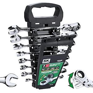 SK Flex-Head SAE Combination Ratcheting Wrench Set - 8 Pieces