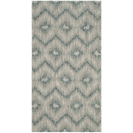 SAFAVIEH Courtyard Clark Chevron Indoor/Outdoor Area Rug, 2'7" x 5', Grey/Blue