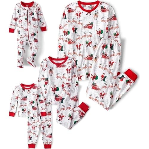 Family Matching Christmas Pajama Sets: Cotton Santa Sleds