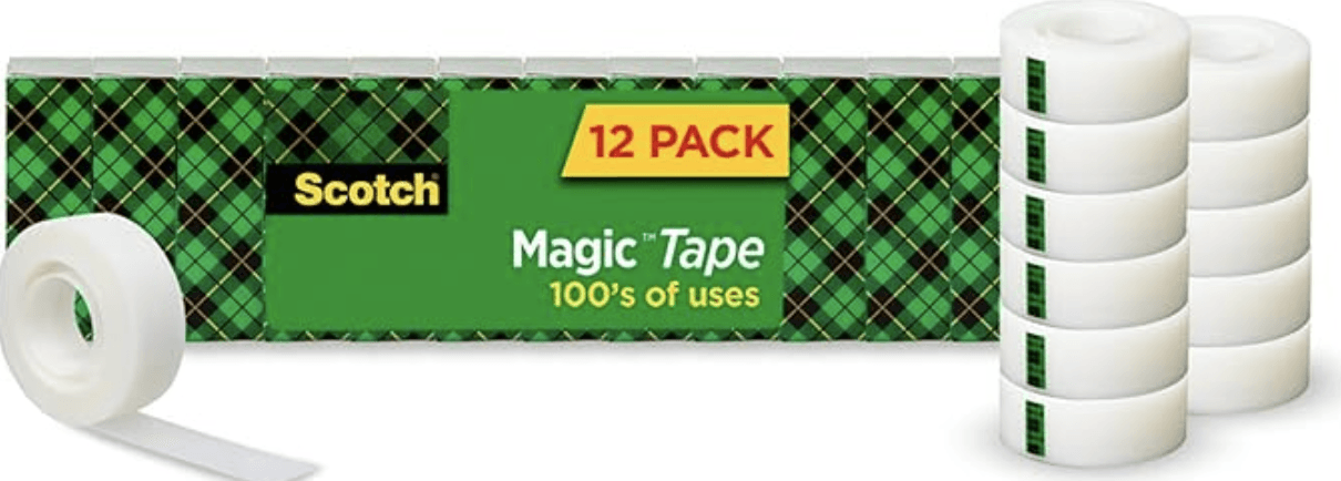 12-Pack Scotch Magic Tape Rolls (3/4" x 1000") Amazon