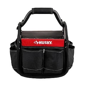 Select Home Depot Stores: 10" Husky 15 Pocket Open Top Tool Bag (Black/Red) $20 + Free Shipping