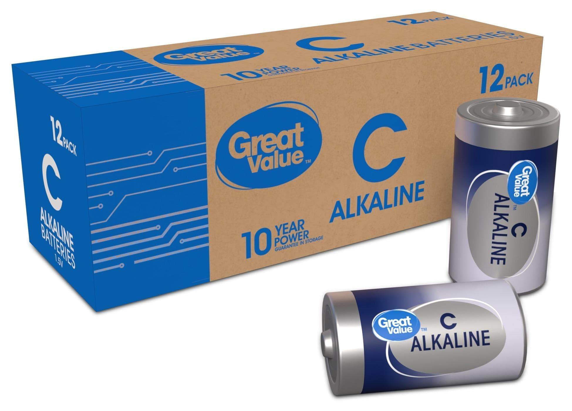 Great Value 12-Pack Alkaline C Batteries