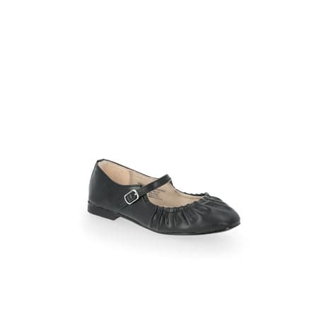 Wonder Nation Little Girls and Big Girls Scrunch Ballet Dress Shoes, Black