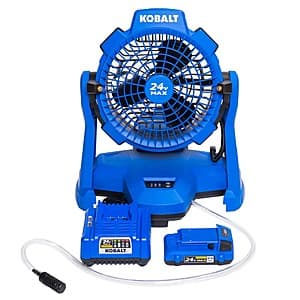 Cordless Cooling Breeze: Kobalt 24V Misting Fan with Battery