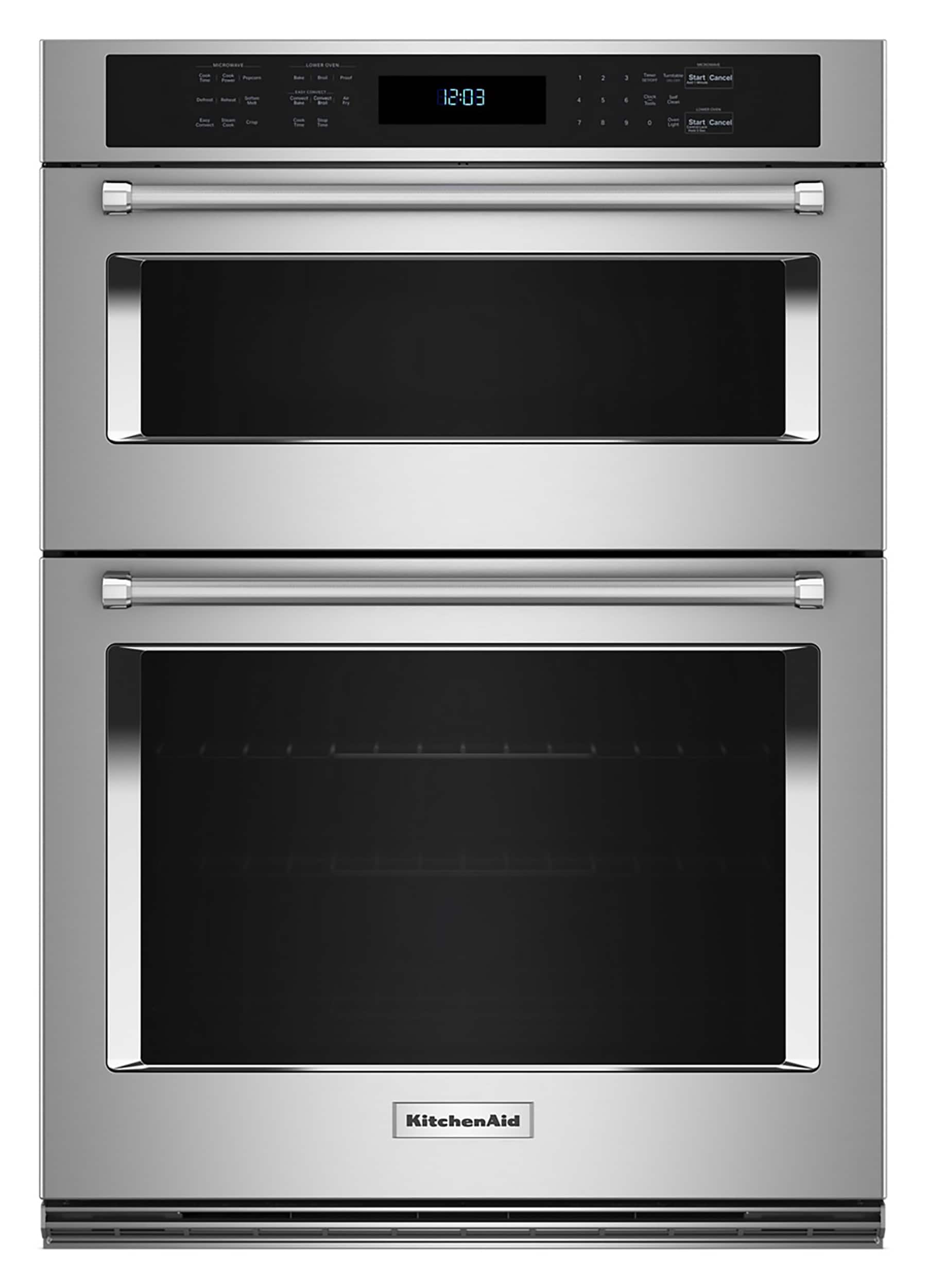 KitchenAid - 30" Built-In Electric Convection Double Wall Combination with Microwave and Air Fry Mode - Stainless Steel