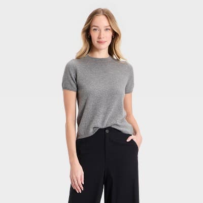 Women's 100% Cashmere Sweater - A New Day™ Heather Gray XXL