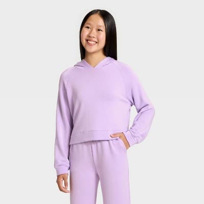 Girls' Modal Pullover Hoodie - All In Motion™ Lilac Purple L