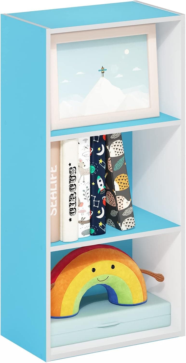 Furinno Luder 3-Tier Bookcase in Light Blue/White - 38% Off