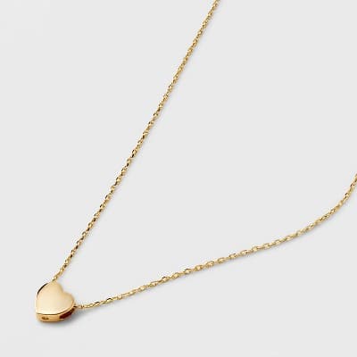 14K Gold Plated Heart Slider Pendant Necklace - A New Day™ Gold: Nickel-Free, Lobster Clasp