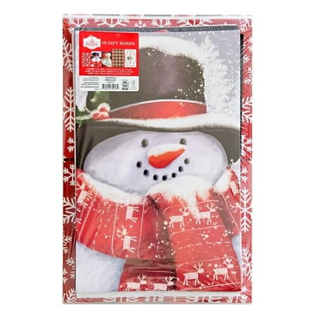 Christmas Red Snowman Paper Gift Boxes, Multicolor, 3 Sizes, 10 Count, by Holiday Time