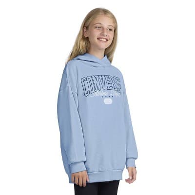 Converse® Girls' Pullover Fleece Oversized Hoodie - Light Blue S