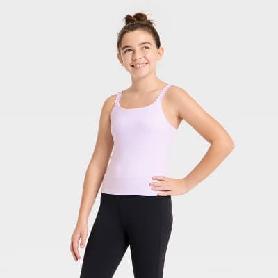 Girls' Ruffle Crop Tank - All In Motion™ Lilac Purple XXL