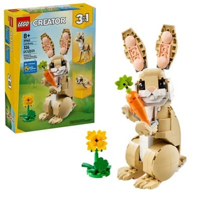 LEGO Creator 3 in 1 Cute Bunny Building Toy with 3 Build Options, Bunny, Seal, or Llama 31162