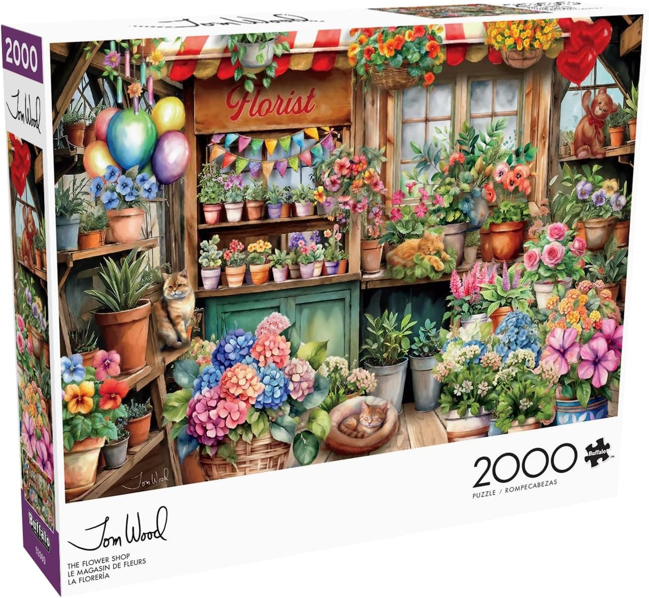 Challenging 2000-Piece Flower Shop Puzzle by Buffalo Games