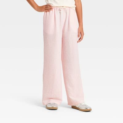 Girls' Wide-Leg Striped Lounge Pants - art class™ Pink XXL