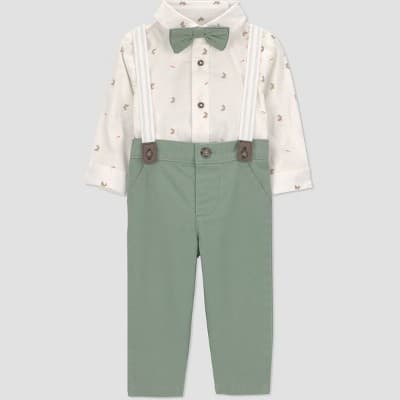 Carter's Just One You® Baby Boys' 2pc Carrots Button-Down Bodysuit and Pants Suspender Set - Ivory 24M