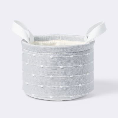 Small Round Bin with Slub Stitching - Gray - Cloud Island™