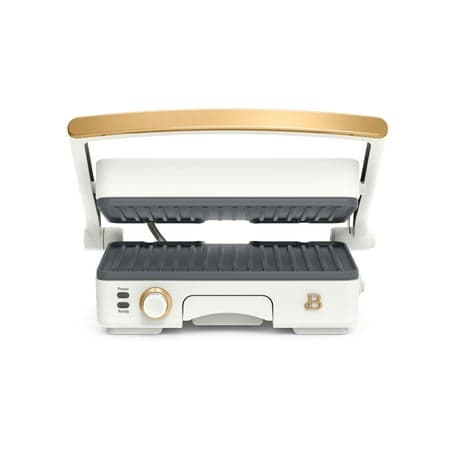 Beautiful 2-in-1 Panini Press & Grill with Detachable Plates, White Icing by Drew Barrymore