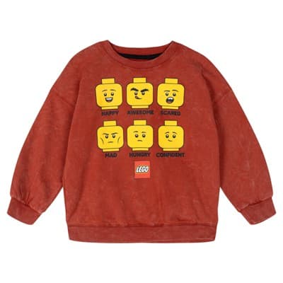 LEGO Toddler Boy or Girl Long Sleeve Fleece Top Vintage Red Minifigure 3T