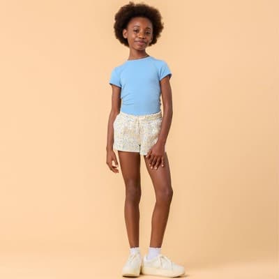 Blogilates Girls' Mommy & Me Bow Back T-Shirt - Medium Blue S