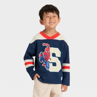 Toddler Boys' Marvel Spider-Man Hockey Jersey - Navy Blue 2T