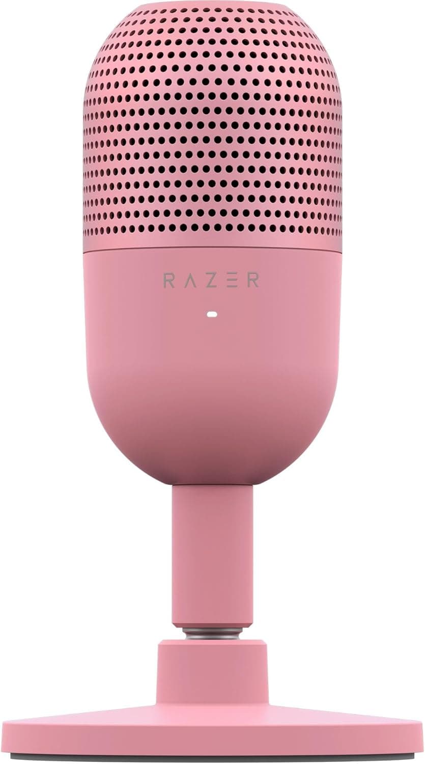 Razer Seiren V3 Mini USB Microphone: Condenser Mic - Supercardioid Pickup Pattern - Tap-to-Mute Sensor with LED Indicator - Shock Absorber - Ultra Compact - PC, Discord, OBS Studio, XSplit - Quartz