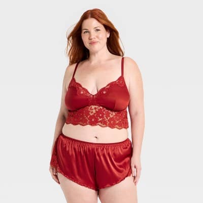 Women's Satin & Lace Lingerie Set - Auden™ Red XXL