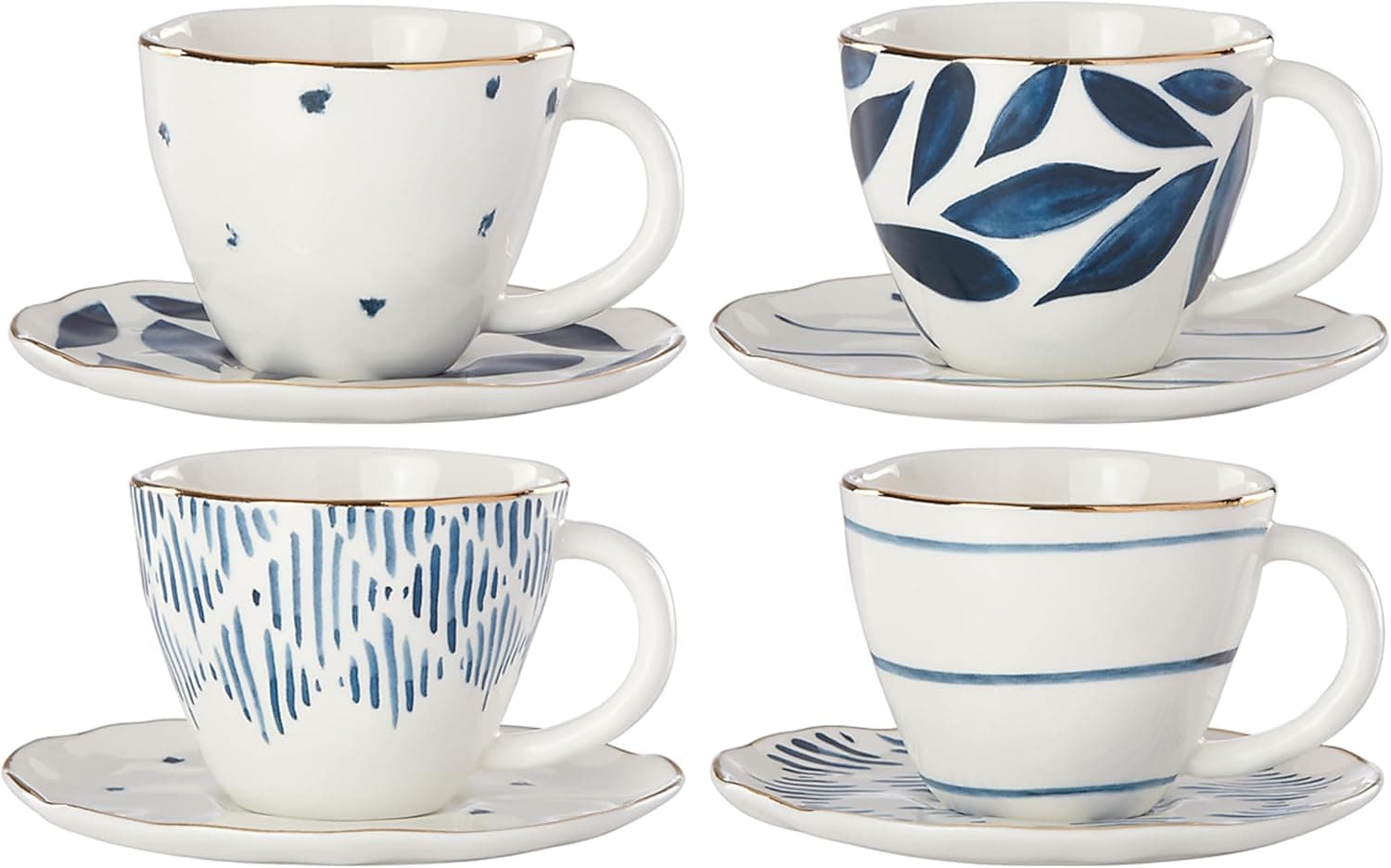 Elegant Espresso Set: Lenox Porcelain Blue Bay 4-Piece