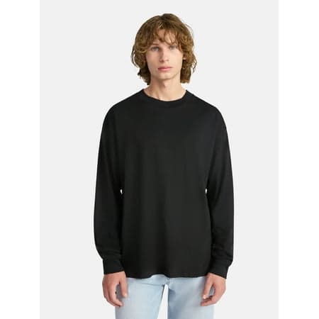 No Boundaries Cotton Oversized Tee with Long Sleeves, Men's & Big Men's
