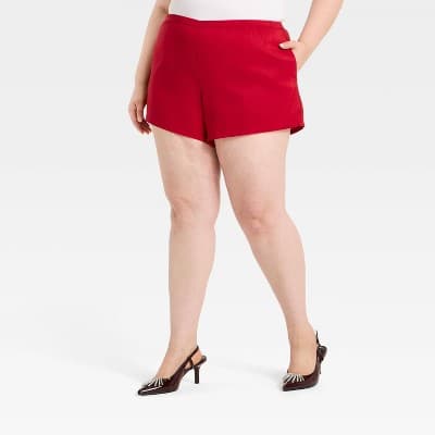 Women's Valentine's Pull-On Shorts - A New Day™ Red XXL
