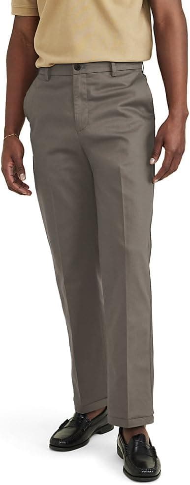 Dockers Men's Signature Khaki Straight Fit Iron Free with Stain Defender® Pants(Regular and Big & Tall), Dark Pebble, 44W x 30L