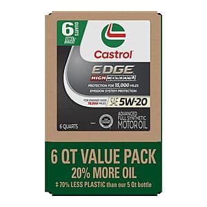 Select Stores: 6-Qt Castrol EDGE High Mileage Full Synthetic Motor Oil (5W-20) $20 + Free Pickup