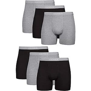 6-Pack Hanes Men's Boxer Briefs (Black/Gray)