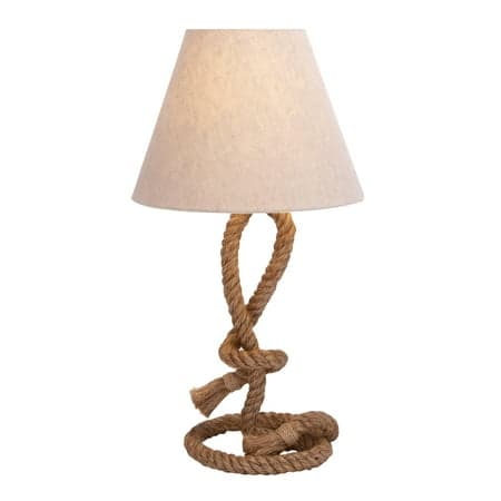 DecMode 29" Twisted Rope Knot Brown Table Lamp with Cream Fabric Shade