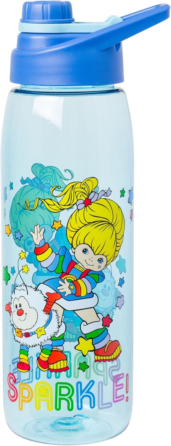 Silver Buffalo Rainbow Brite “Sparkle” Water Bottle with Screw Lid Featuring Rainbow Brite and Twink, 28 Ounces
