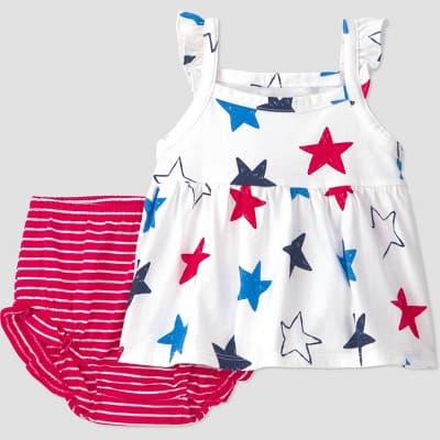 Carter's Just One You® Baby Girls' 4th of July Stars and Stripes 2pc Tank Top and Bloomer Shorts Set - White 18M