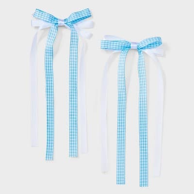 Girls' 2pk Double Layer Bow Clip Set - art class™ Blue