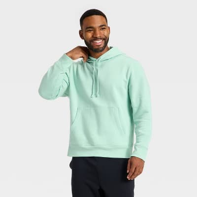 Men's Active Comfort Fleece Hooded Sweatshirt - All In Motion™ Light Teal Green M