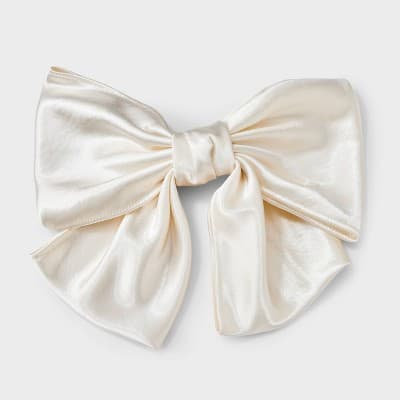 Satin Bow Hair Barrette - A New Day™ Ivory