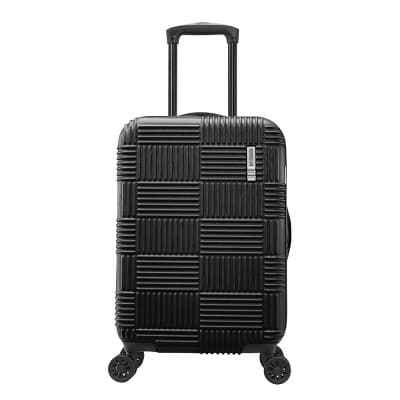 American Tourister NXT Checkered Hardside Carry On Spinner Suitcase - Blackout: 8-Wheel Spinner, Retractable Handle