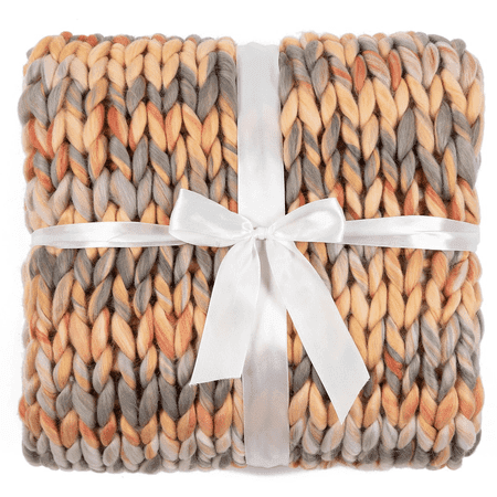 Silver One International Chunky Knitted Throw Blanket, Preppy Soft Hues, 50" x 60"