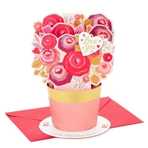 Hallmark 3D Pink Flower Bouquet Pop Up Card - Save 47%