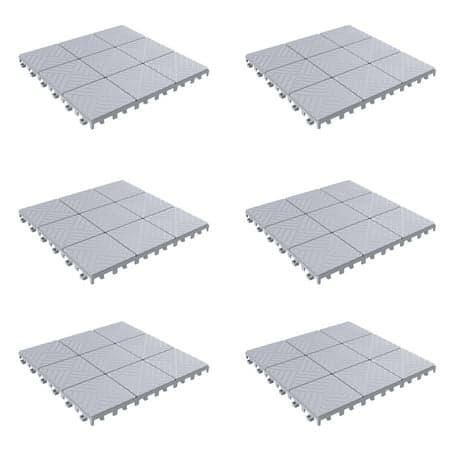 Pure Garden 6-Pack Polypropylene Interlocking Deck Tiles for Outdoors, Gray