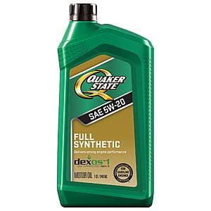 Quaker State Full Synthetic Motor Oil - 5 Qt for $20 or 1 Qt for $4