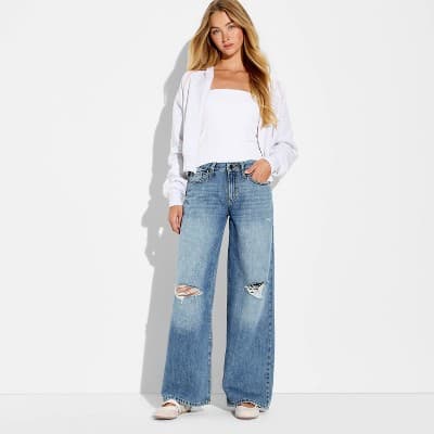 Women's Low-Rise Baggy Jeans - Wild Fable™ Dark Wash 6
