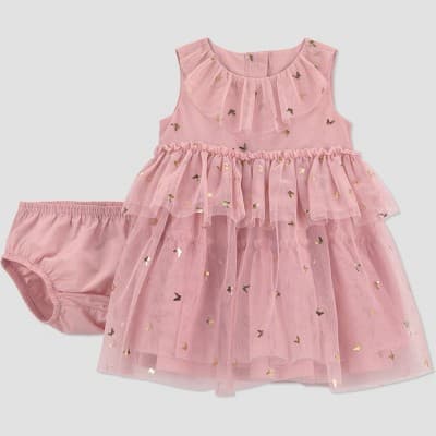 Carter's Just One You® Baby Girls' Butterfly Gold Tulle Dress - Gold/Pink 6M